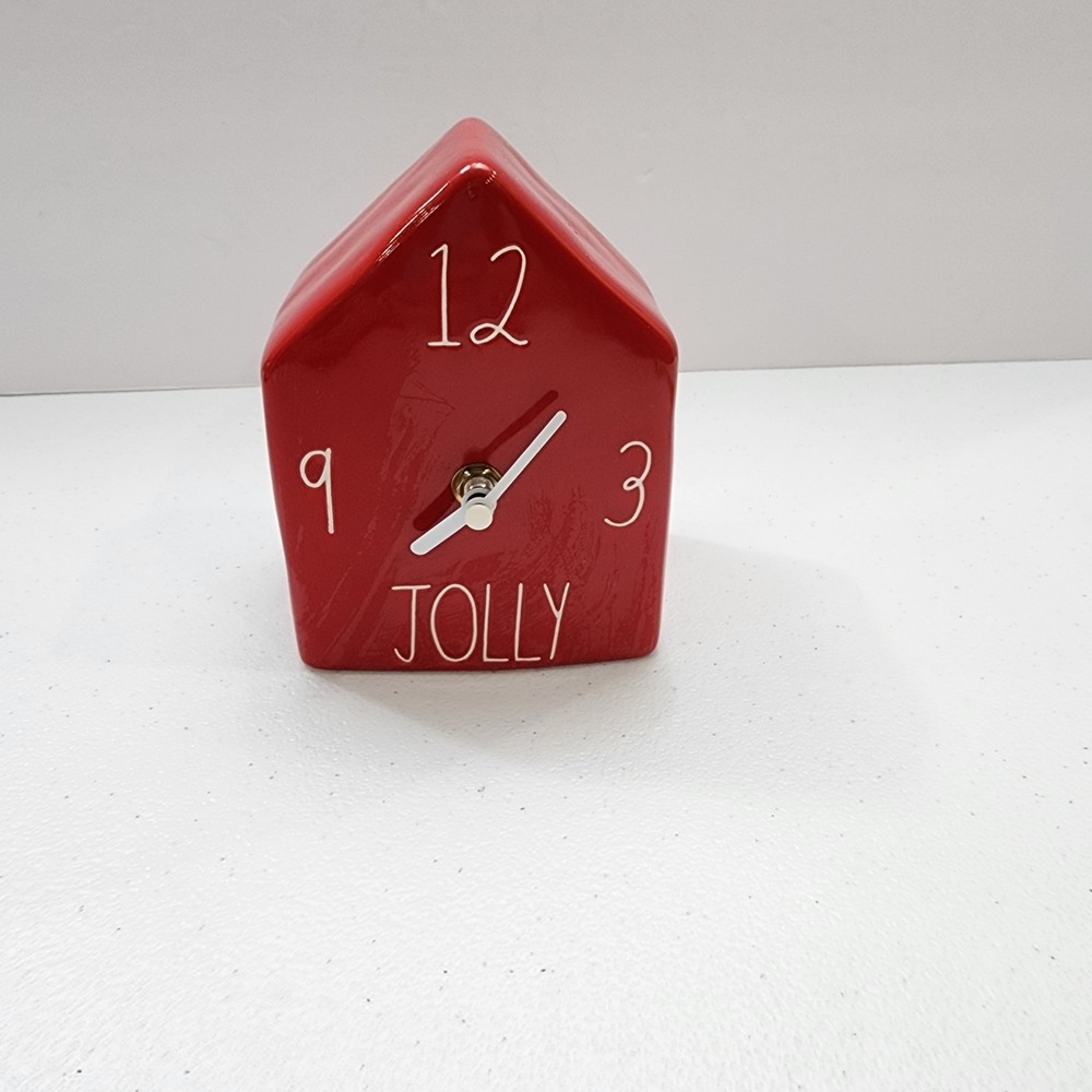 Rae Dunn 2020 Red Jolly Clock White Lettering. Tested Works